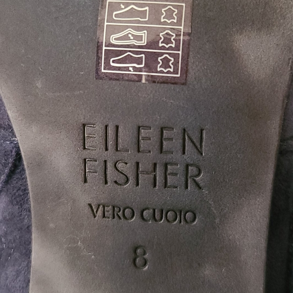 Eileen Fisher Navy Blue Harper Suede Booties - Picture 5 of 8